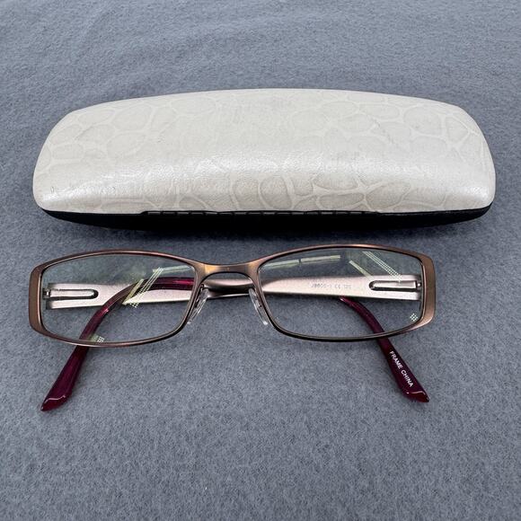 Jill Stuart Eyeglasses Womens Brown Studded Rectangle JS005-1 50-17-135 w/ Case - Picture 1 of 13